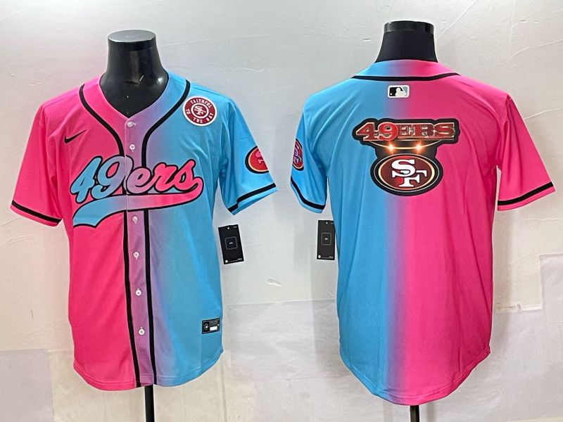 Men 2025 San Francisco 49ers Blank Blue pink Nike Limited NFL Jersey style 024